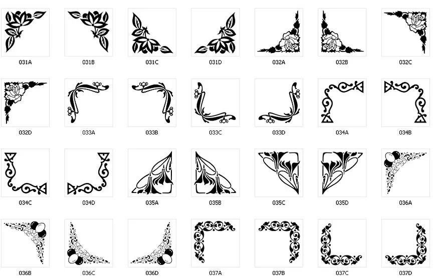 Art nouveau corner designs for sign and memorials