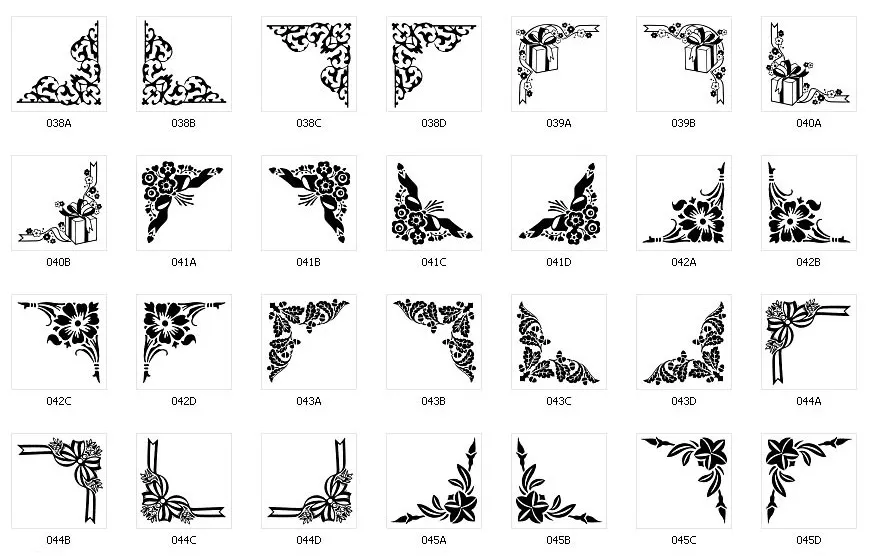 Corner designs for signs and memorials, floral, butterfly, oak leaf, bow, ribbon,presents, gifts