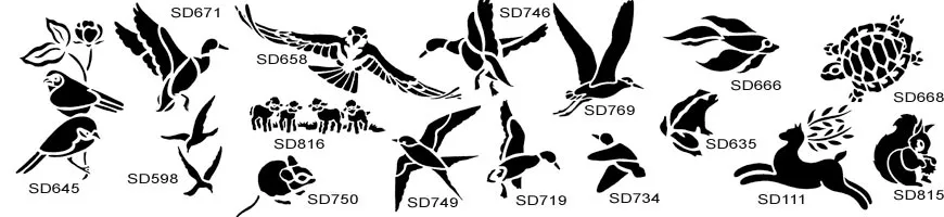 Stencil images of various animals