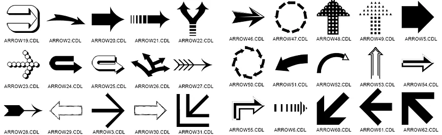 Arrow designs, directional signs and symbols