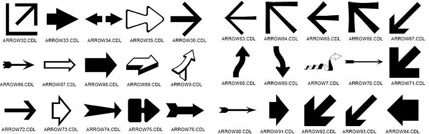 Arrow designs, directional signs and symbols