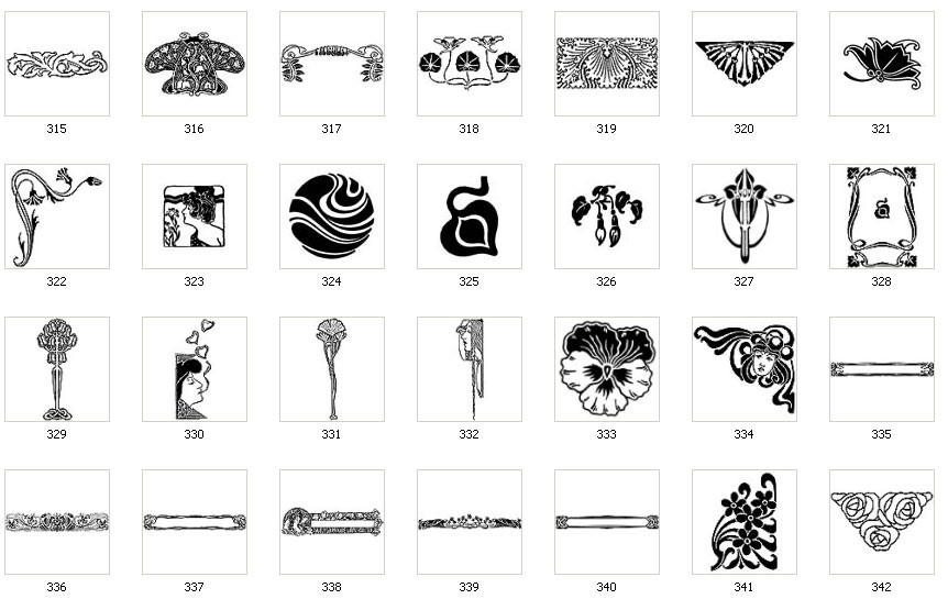 Art Nouveau themed motifs