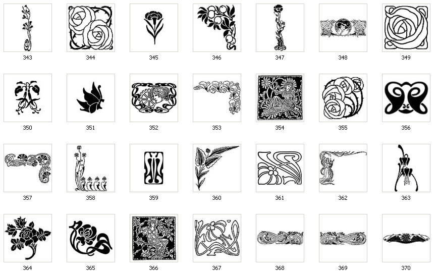 Art nouveau inspired borders, tiles, corners