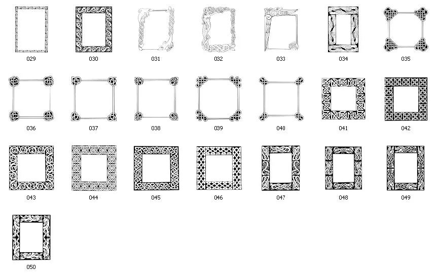 A selection of traditional Celtic borders and frames