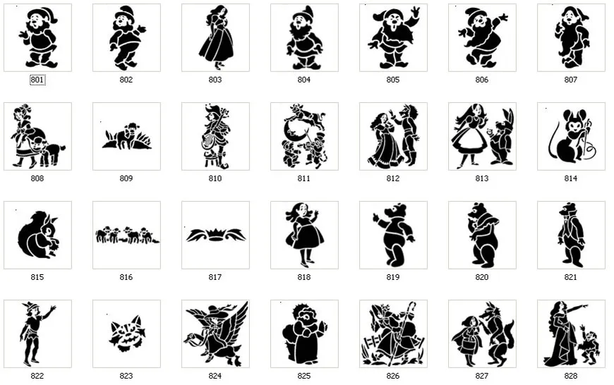 Fun childrens stencil designs, lamb, squirrel, fairytale and nursery rhyme characters