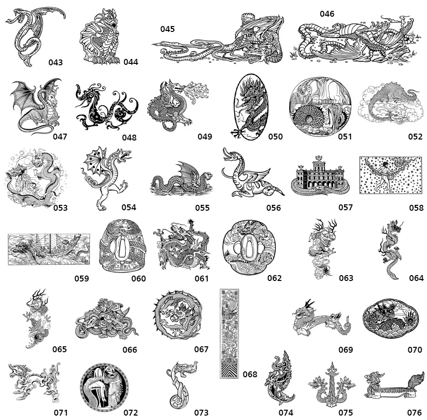 A selection of dragon designs