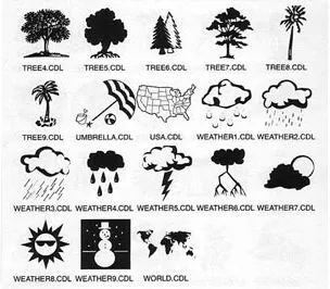 Environment images tree, umbrella, weather symbol