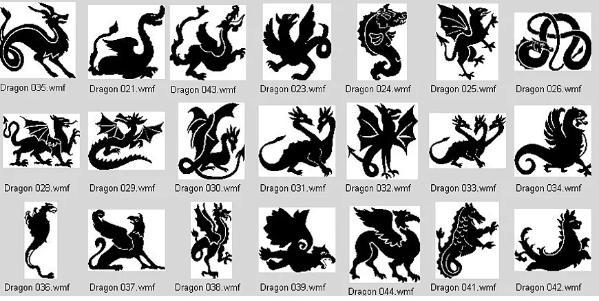 A collection of dragon desighnsd