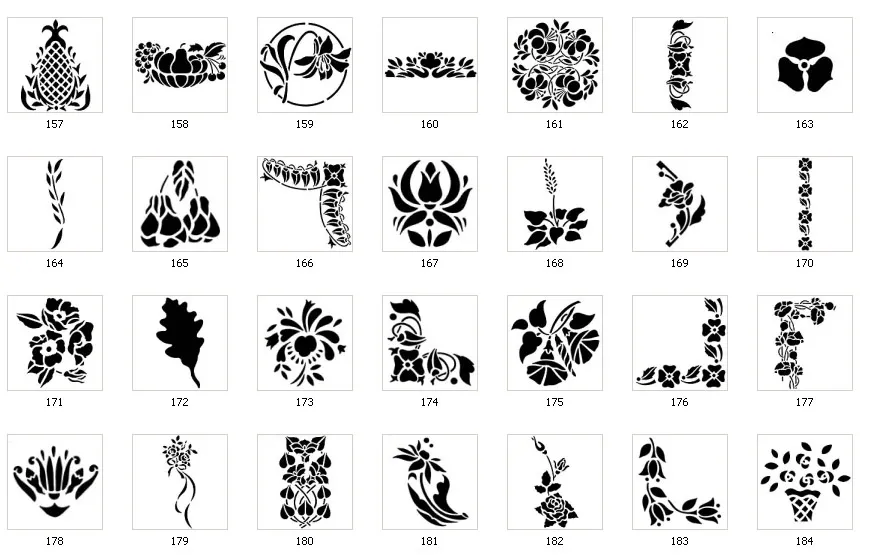 arious floral stencil motifs