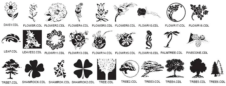 Flower images. aisy, leaf, shamrock, trees, pine cone