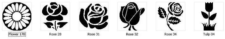 Nature stencil designs. Flower, rose, tulip