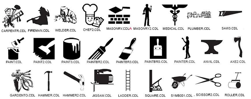People and Professions Designs, tools, paint, carpenter, fireman, welder