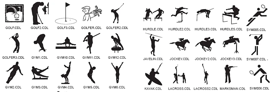 Sport and leisure activities, golf, gymnastics, hurdles, javelin, jockey