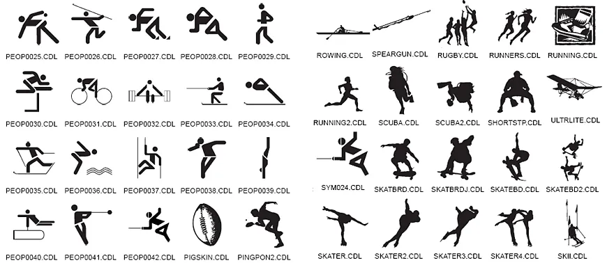 Various sporting designs, running, skateboarding, skating