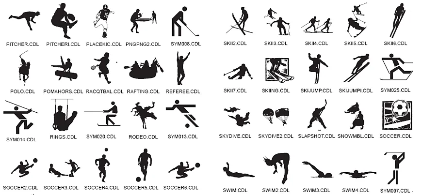 Sporting images, swimming, diving, skiing, sky diving