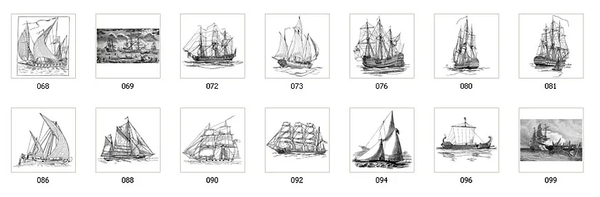 Images of vintage sailing ships and tall ships
