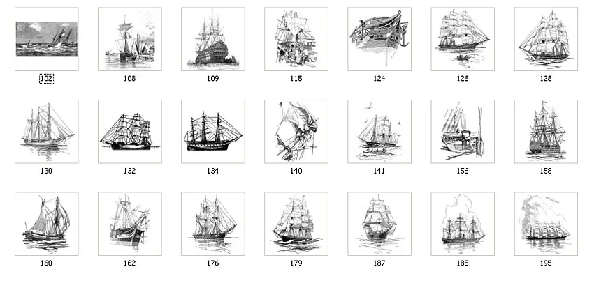 Images of vintage sailing ships and tall ships