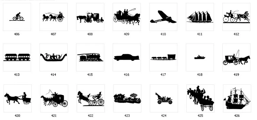 Vintage transport images, horse and carriage, vintage car, ship