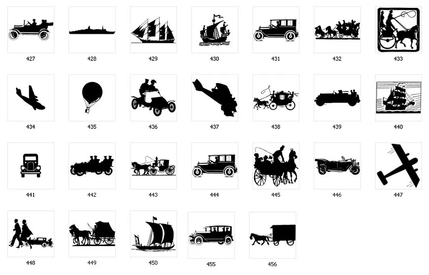 Vintage transport images, vintage car, ship. stagecoach, hot air balloon