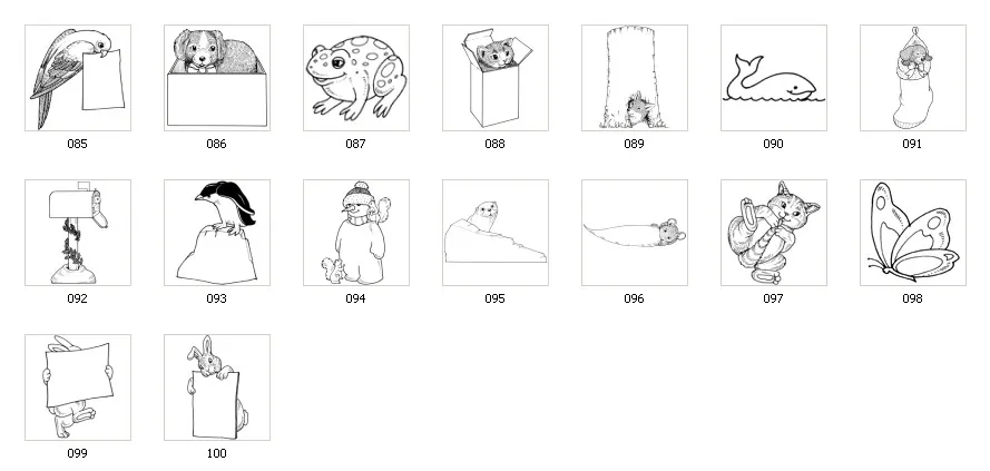 Cute animal illustrations rabbit, bird, frog, mouse, butterfly, kitten, whale, puppy