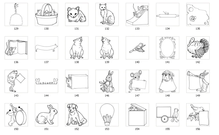 Fun animal designs chick, cat, dog, mouse, frog, giraffe