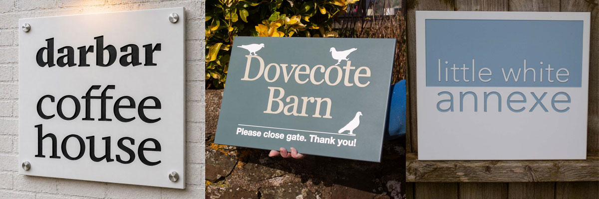 Modern, long-lasting Corian signs which are ideal for coastal businesses or homes. 