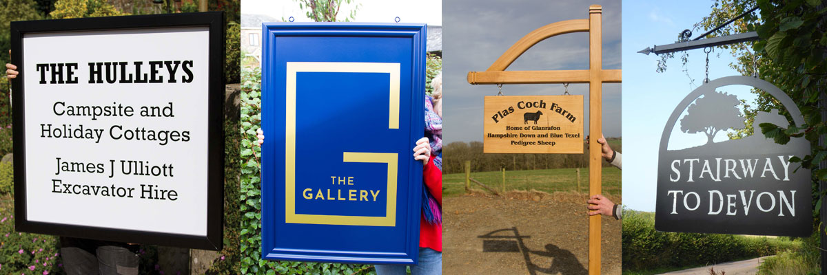 Hanging Business signs for shop fronts, business entrances and holiday lets, crafted by The Sign Maker.