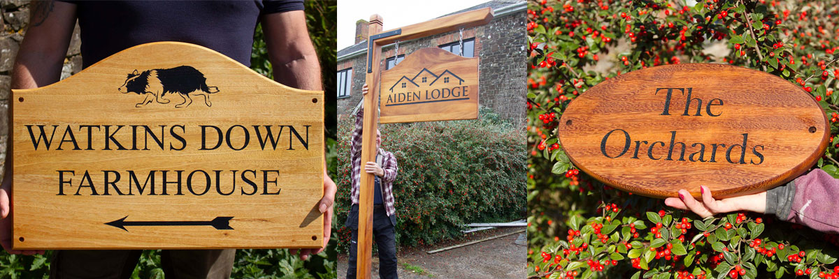 High-quality Iroko wooden house signs, business signs and memorials. 