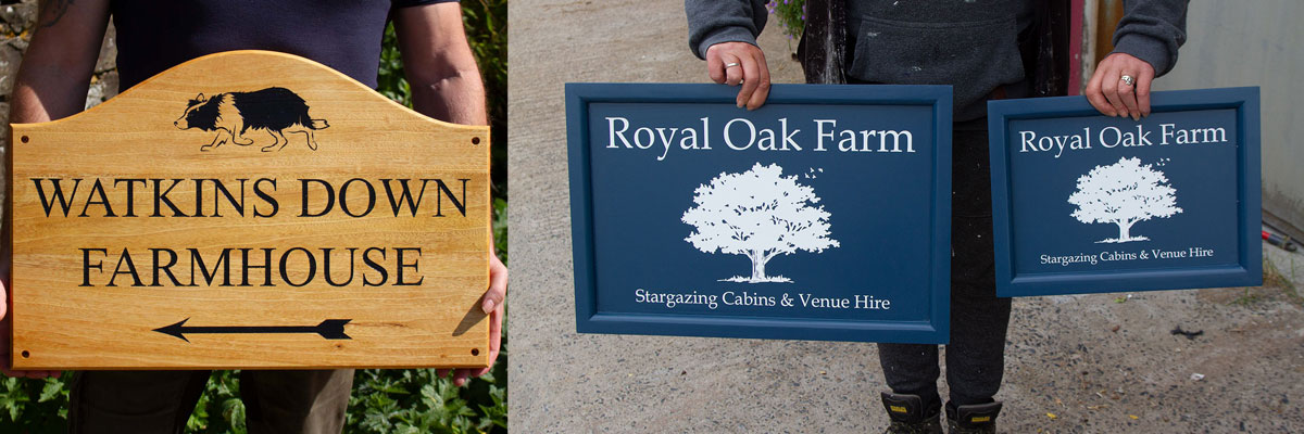 Beautiful wooden signs available in natural wood or painted wood.