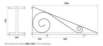 Dimensions for large bracket