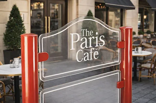 Clear Acrylic Sign - Painted Red Posts