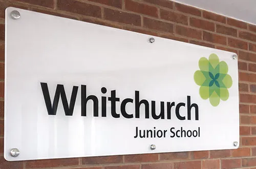 White Backed Clear Acrylic Signs