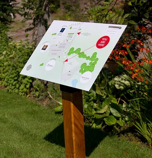 Lectern Display Sign on Wooden Post