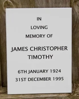 Engraved White Stone-Like Corian Plaque