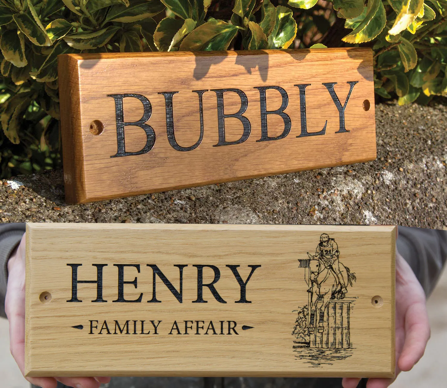 These can be made in three timbers. Stable Door Signs