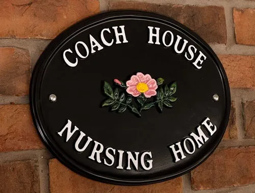 Oval Cast Aluminium Sign Painted