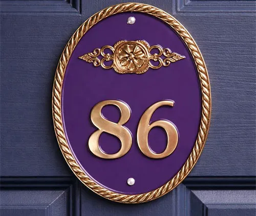 Oval Brass Door Number