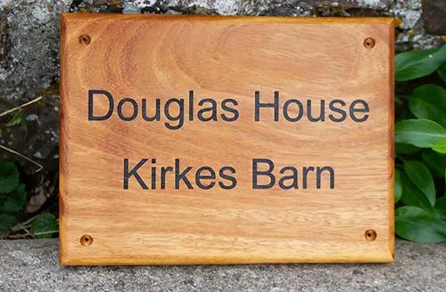Iroko Wood House Sign