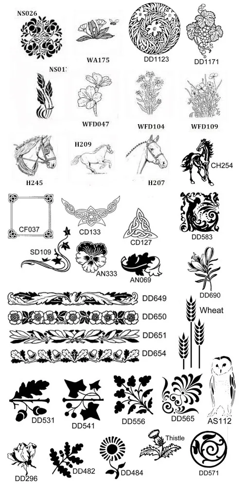 Borders, Horses, Leaves