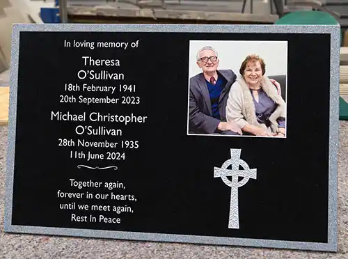 Polished Black Granite Memorial with Photp