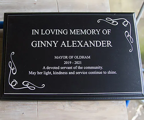 Black Aluminium Plaque on Black Backing Board