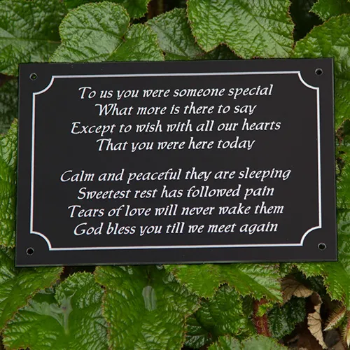 Black engraved aluminium plaque with border
