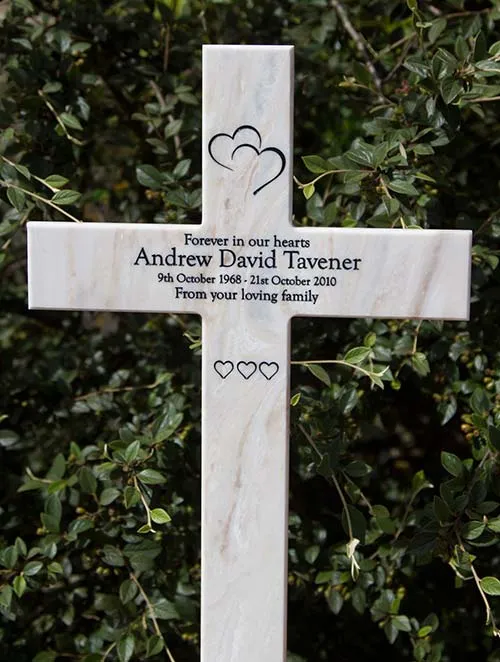 Engraved Corian Memorial Cross