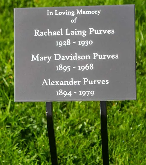 Engraved Plaque on Wrought Iron Tree Stake