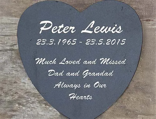 Black Granite Heart Shaped Plaque.