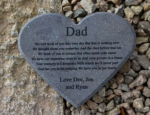 Grey Corian Memorial Heart for Dad