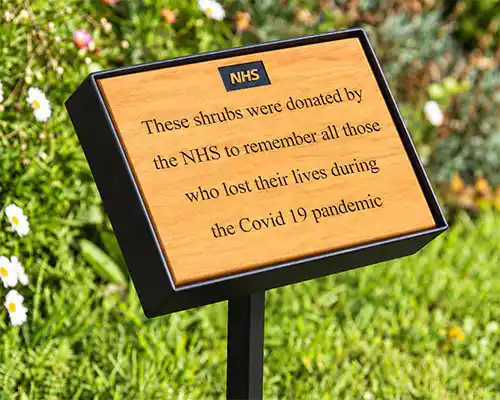 Iroko Plaque in Display Mount