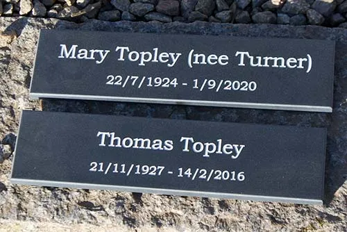 Lettering can be painted in white, black and a number of other colours. Small Slate Memorials