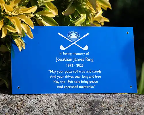 Engraved Blue Anodised Aluminium Plaque