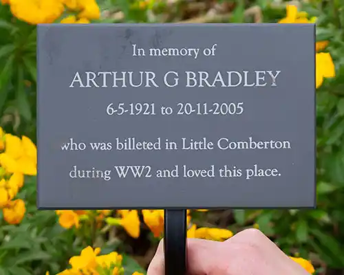 Laser Engraved Slate on Tree Stake